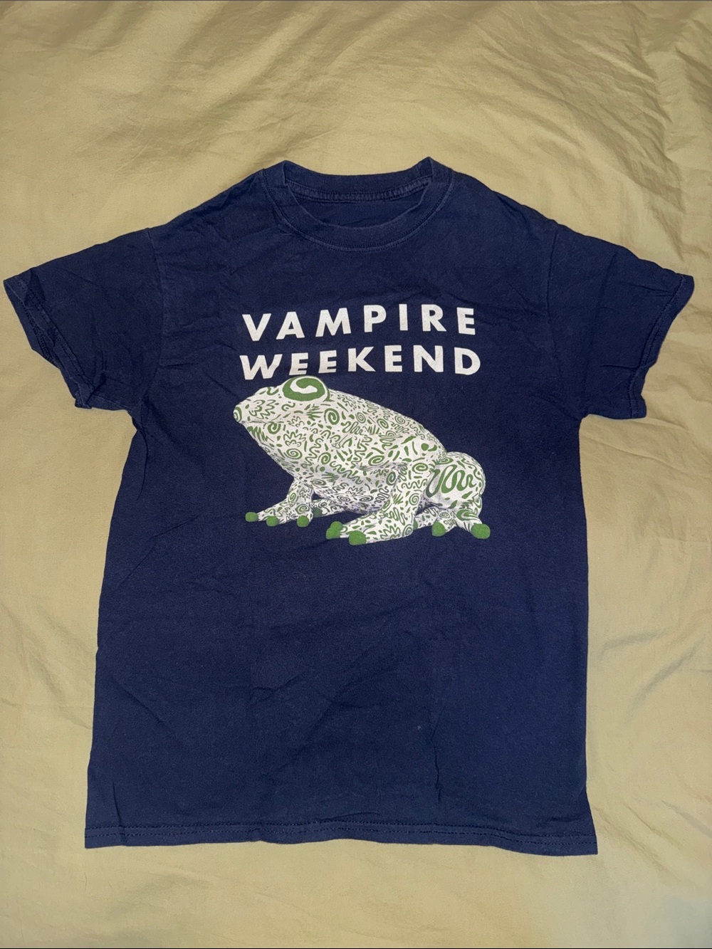 Vampire Weekend Navy Band Tee with Father of the Bride FOTB Frog Graphic